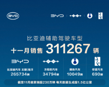 比亚迪11月辅助驾驶车型销售超31万辆